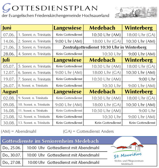 Hier finden Sie unsere Gottesdienstzeiten